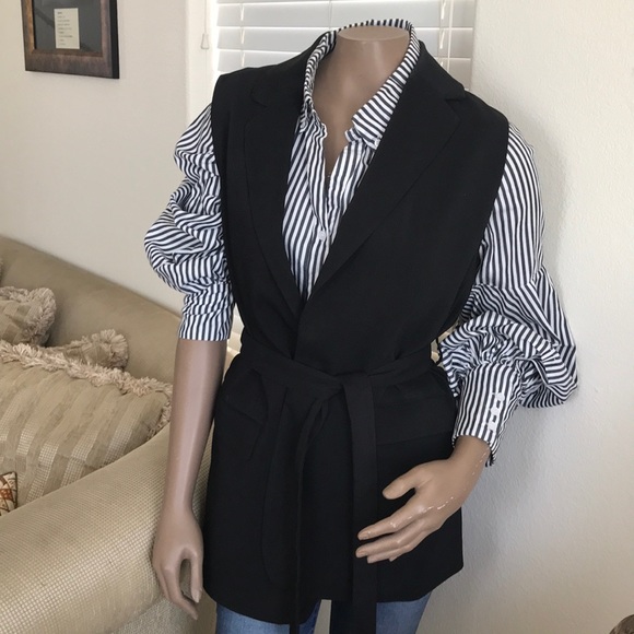 H&M Jackets & Blazers - H&M belted black vest sz 14 large career business